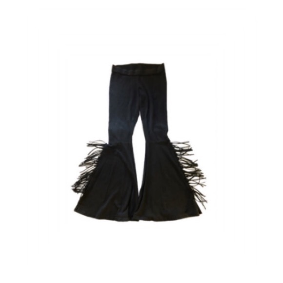 Rock & Roll Cowgirl Stretch/Flare/Fringe Black Pants Size M - Picture 5 of 5